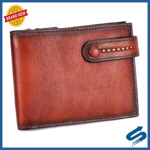 Genuine Leather Slim Bifold Wallet with Money Clip for Men